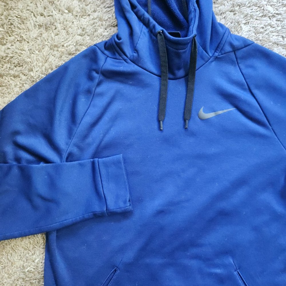 Nike Dri-Fit Mockneck Hoodie Sweatshirt Dark Navy Swoosh Men's S Small 2019